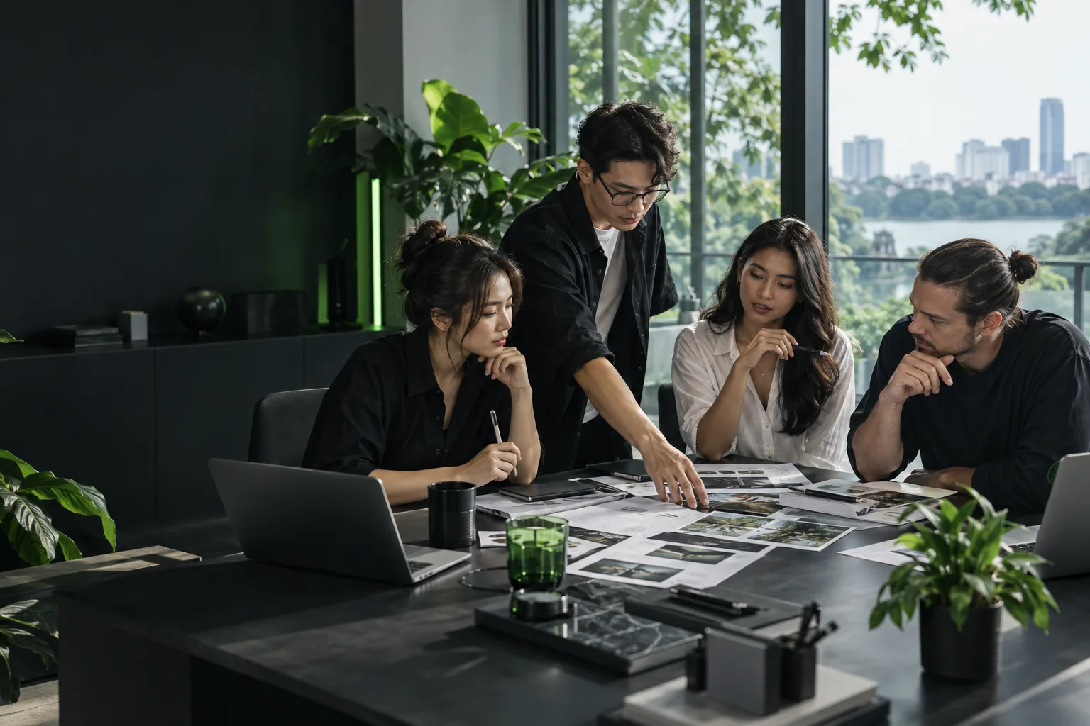 AM Digital specialists working together around a laptop